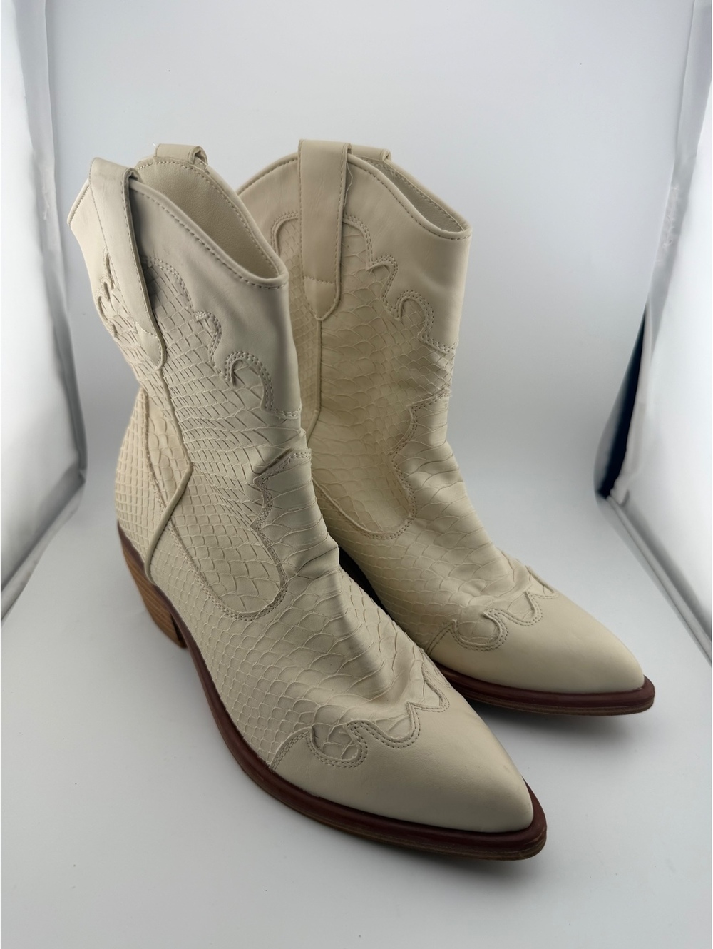 MIA Kaine Midi Cowgirl Boots, Ivory